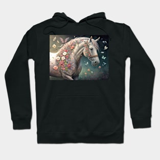 Horse with Flowers & Butterflies Hoodie